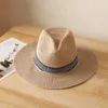 Wide Brim Hats Bucket Bucket Wide Brim Str Hat Leisure Summer C Jazz Panama Fedora Fashion Travel Leisure Sun Hat For Women Style Simple 2022 Nouveau J240429