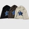 Beret Japanische Nische Denim Star Patch vertikaler Streifen Stapelhut Herbst Y2K Street Mode Männer- und Frauen -Mütze -Hüte