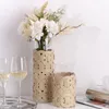 Vase Light Luxury Hydroponic Glass Vase Desktop Advanced Leather Leather Flower Restaurant Sample Room Decoration