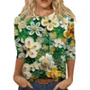 Frauen T-Shirts Ostern 3D Simuliertes Druckmuster Dreiviertel Ärmel Top Women Mode Bluse 2024 Hemd für Y2k-Stoff