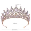 Tiaras 3pcs/set nuziale nuziale principessa corona principessa goccia d'acqua verde blu verde cristallo crastro crase orecchini nuovi set di gioielli