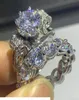 Victoria Wick Sparkling Luxury Jewelry 925 Sterling Silver Round Cut White Topaz Cz Diamond Par Rings Eternity Women Wedding BR4012010