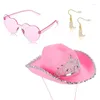 Bérets 3pcs chapeau de cowboy pour adolescents pendonne de boucles de soleil