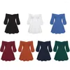 Vestidos informales de moda Vestido para mujeres Sexy Collar Collar Collar Manio Mini Color sólido Cordero alto Lace up Irregular Ladies Frock