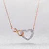 Swarovski Necklace Designer Women Women di alta qualità Pendante di moda Luxuria Cittana Gold Rosa Eterna Amore Collana Female Elemento Crystal a forma di cuore Crystal Catena