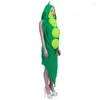 Temad kostym hzy grönt ärta roliga fest halloween kostymer för vuxna kvinnor cosplay huva jumpsuit söta julkläder