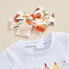 Clothing Sets 3pcs Set Kid Girls Pants Chicken Print Short Sleeve Crew Neck T-shirt With Flare Headband Cute Summer Outfit