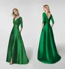 Topkwaliteit speciale gelegenheid jurken v nek een lijn verzamelde lijfje split rok smaragd groen groen elegante avond formele jurken 2018 w2172554