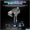 Bluetooth Car Kit New 5.0 Fm Transmitter Dual Usb Charger Pd Type-C Fast Charging Wireless Hands Call O Receiver Mp3 Player Drop Deliv Ot0X9