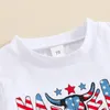 Clothing Sets Born Baby Boy 4th Of July Outfit Short Sleeve America Cow T-shirt Tops Jogger Shorts Western Clothes 0-3T