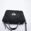 Handgemaakte damesschoudertas Zomerstro strandbag Boheemse vrouwelijke handtassen mode vierkante klep lock ontwerper shopper portemonnee 24042222