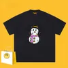 Trendy Brand Smiley Face T-shirts Snowman Print Short Sleeved Heavyweight 260g Cotton Loose Fitting Tees