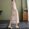 Ubranie etniczne 2024 Chińska ulepszona sukienka qipao vintage Tradycyjna bawełniana lniana cheongsam narodowa kwiat folk luz luźne