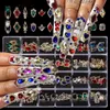 Luxury Shine Diamond Nail Art Hingestones décorations cristallines Set AB Glass Metal Gems For DIY Pides Box Heartdrophol 240426