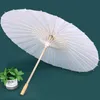 60st White Paper Paraplyer Populära konstgjorda parasoler Craft Outdoor Paraply Sunlight Handle Parasols Vintage Beauty Diameter 20cm 30cm 40cm 60cm HO03 B4 B4
