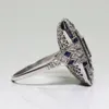 Huisept Women Women Ring 925 Silver Jewelry Shape Geométrico Zircão Rings Pedras Gemitas Para Acessórios para Partes de Casamento Atacado 240424