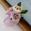 Fleurs décoratives boutonnIère mariage boutonnière boutonnière roses de soie rose bracelet bracelet fusion accessoire accessoires de mariage au poignet