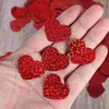 Dekoracja imprezy 200pcs Glitter Hearts Dekoracje stołowe konfetti rozprasza do wystroju ślubnego 30 mm (czerwony)