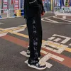 Męskie spodnie Męskie Hip Hop Bandana Patch Spodnie sportowe z boczną przyciskiem sportowy Koreańskie swobodne spodnie dla chłopców HARAJUKUL2405