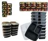 10PCS -Mahlzeitenbereitungsbehälter für Plastik für Plastiklager mit wiederverwendbarem Mikrowellen -3 -Kompartiment mit Deckel LJ2008122032521
