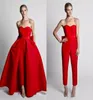 Nuevo Red 2019 Krikor Jabotian Jumpsuits Vestidos de noche con Bow Detachable Train novia Prom Formal Gowns1986787