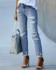 Women's Jeans 2024 Women Stretch Ripped Distressed Skinny Fashion Denim Pants Shredded Trousers Slim Jeggings Ladies Spring Autumn Wear
