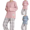 Frauen Nachtücher Set 2 Loungewear Pyjamas Nachthemd Winter weiche Baumwolle Hausgröße Frauen Herumn Casual Plus Anzug für Stück