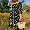 Lässige Kleider Gold Vintage Geometrisches Kleid Sommer Sexy Blume abstrakte elegante Frauen Streetwear Übergroßes Geburtstagsgeschenk