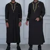 Etnische kleding Arabische kaftan mannen gewaad Midden -Oosten moslim ronde nek met lange mouwen met ritssluiting casual Burqas islamitische Abaya -stijl