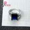 Clusterringe 925 Sterling Silber Ring Deep Blue Zircon Hochzeitstag Schmuck Big Square Wide for Women Geschenken