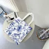 Shopping Bags Funny Playful Menagerie Blue And White Chinoiseire Pattern Tote Porcelain Canvas Groceries Shopper Shoulder Bag