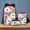 Rucksack Blumen -Cartoon gedruckt Crossbody Bag Casual Tragbare Bleistiftbox für Schüler Kawaii Stil Langlebiger Kinder Teen 3pcs/Set