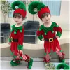 Bekleidungssets Jungen Mädchen Weihnachtskostümfestival Santa Klausel grüne Elf für Babykinder Jahr Kinder Set Fancy Xmas Drop Lieferung Dhdxu