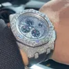 Beste hot verkopen lage prijzen Timpel rubberen riembussen naar beneden Iced def color vvs lab gekweekte diamant pols horloge voor mannen vrouwen