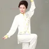 Vêtements ethniques 2024 Tai Chi Chi Martial Arts Clothes Taijiquan Wushu Uniform Vintage Flower Imprimer Team Competition Concours