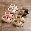 Sandals pudcoco us stock fashion nouveau-né bébé fille 0-18m sandales avant la marche anti-glissement pu cuir chaussures 440429