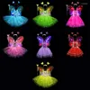 Ensembles de vêtements 4pcs Kids Girls Fairy Cosplay Costume Costume Set Sans manche robe LED pour Butterfly Angel Wing Wand Bandband Fancy Party P