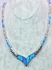 Whole Retail Fashion Jewelry Fine Blue Fire Opal Stone Necklaces For Women BRC170827013315644