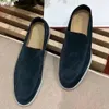 LP Couples Sapatos Summer Walk Charms embelezados Suede mocassins Moccasins Couro de couro genuíno Casual Men Men Luxury Designer Dress Shoes Factory calçados tamanho 35-46