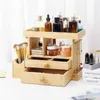 Organisateur cosmétique Bamboo Makeup Bijoux Storage Multi fonctionnelle Boîte de boîte adaptée aux tables de vinaigre