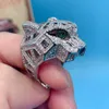 Zlxgirl Jewelry Rhodium Серебряное покрытие цветовые цветные кольца для животных для мужчин для вечеринки подарки бренд кубические цирконы медные кольца 240414