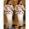 Mothers Dresses 2021 Plus Size Arabic Aso Ebi Champagne Lace Y Mother Of Bride Long Sleeves Sheath Vintage Prom Evening Formal Party G Dhafj