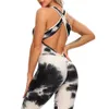 Leopard yoga set fitness dames jumpsuit sexy mouwloos tracksuit een stuk sport leggings gym backless workout sportkleding 240425