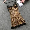Women's Sleepwear Fashionable And Comfortable Leopard Print Lace Trim Pajama Set With Three Pieces Hanging Bag
