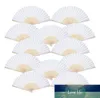 12 Pack Hand vastgehouden fans White Paper Fan Bamboo Folding -fans handheld gevouwen fan voor kerkelijk huwelijk Gift Party gunsten DIY2096840