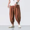 Męskie spodnie duże mężczyzn harem luźne chińskie bawełniane i lniane spodnie dresowe joggery wysokiej jakości swobodne spodnie