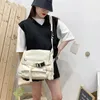 Axelväskor kvinnors messenger väska japansk stil trendig student minimalistisk koreansk preppy duk stor