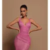 Gurte elegante sexy rosa Flecken Abend Mermaid Prom Kleider Pailletten Lange Kleider für besondere OCNs ES