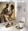 4 pc's badkamersets stripfiguren Hammer Lovers 3D douchegordijn Set met mat en toiletbedekking 180x180 cm extra lang 2021 COV5331545