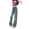 Brand de créateur de jeans pour femmes Jeans à jambe droite à la mode 24ch printemps Nouveau pantalon long à la taille lâche haute taille pour femmes gd4o